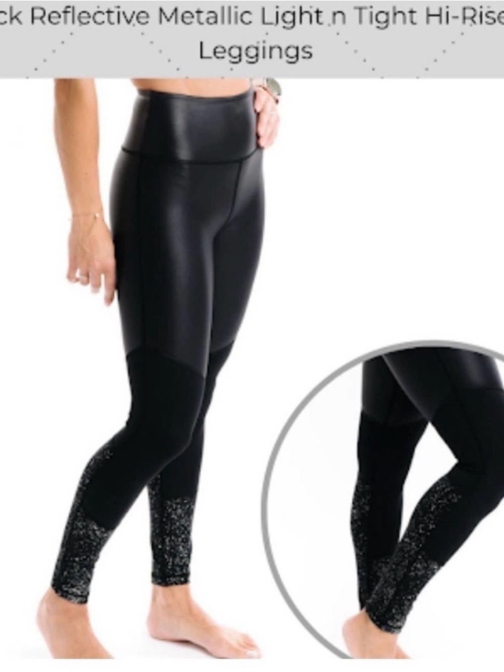 Zyia active black, high rise, light and tights with reflective bottom size 6-8